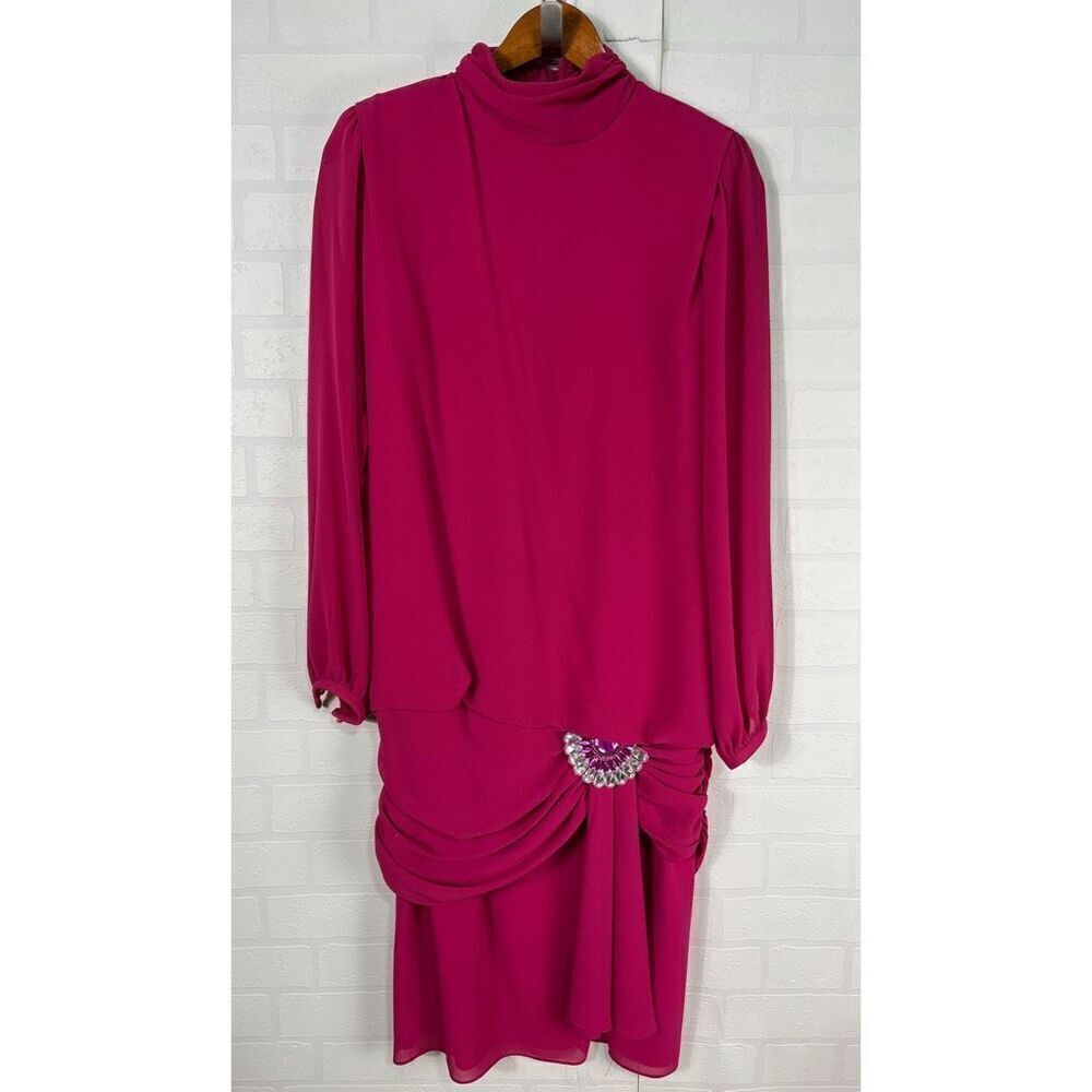 Ursula Of Switzerland Womens Chiffon Blouson Dress Size 8 Vintage Barbiecore